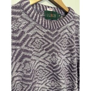 VTG Crew Cotton Fair Isle Purple White Crew Sweater M